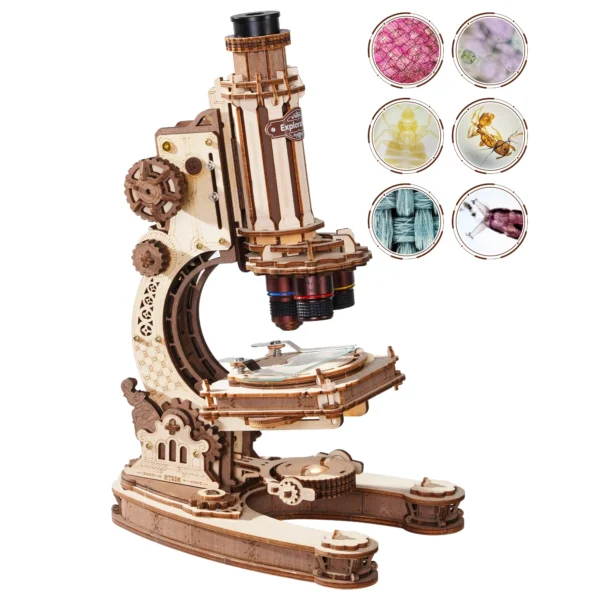 ROKR 3D Wooden Optical Microscope Puzzle Kit 40X-400X STEM