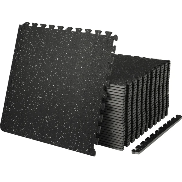 SucceBuy 25/12/6 PCS 1/2 in Thick Gym Floor Mats EVA Foam & Rubber Top Interlocking Workout Floor Mats Waterproof Exercise Mats